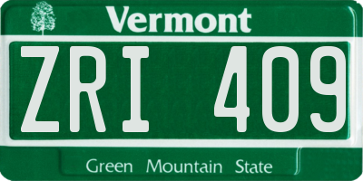 VT license plate ZRI409