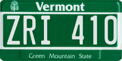 VT license plate ZRI410