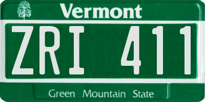 VT license plate ZRI411