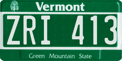 VT license plate ZRI413