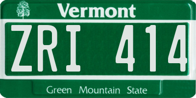 VT license plate ZRI414