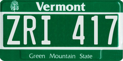 VT license plate ZRI417