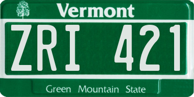 VT license plate ZRI421