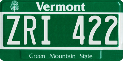 VT license plate ZRI422