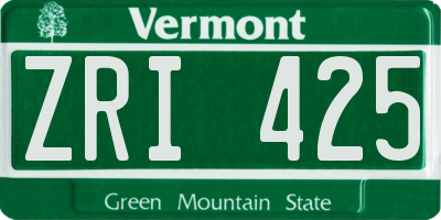 VT license plate ZRI425