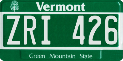 VT license plate ZRI426