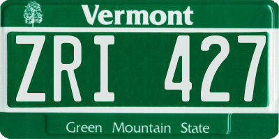 VT license plate ZRI427