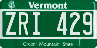 VT license plate ZRI429