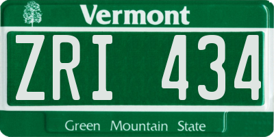 VT license plate ZRI434