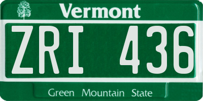 VT license plate ZRI436