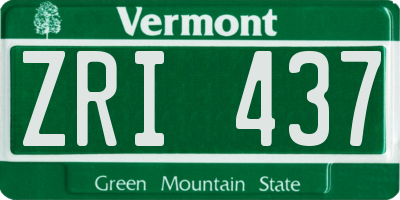 VT license plate ZRI437