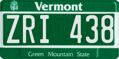 VT license plate ZRI438