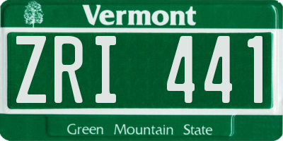 VT license plate ZRI441