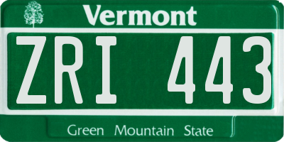 VT license plate ZRI443