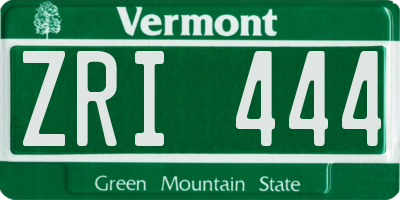 VT license plate ZRI444