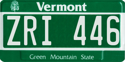 VT license plate ZRI446