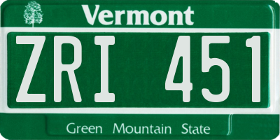VT license plate ZRI451