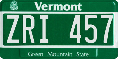VT license plate ZRI457