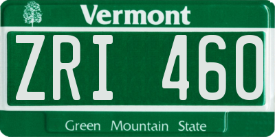 VT license plate ZRI460