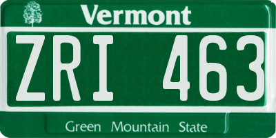 VT license plate ZRI463