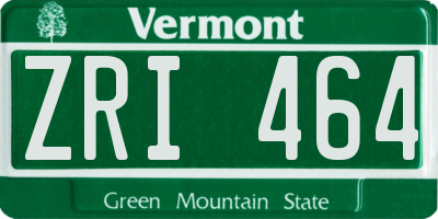 VT license plate ZRI464