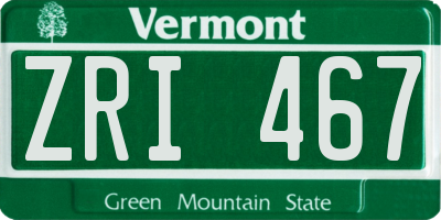 VT license plate ZRI467