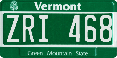 VT license plate ZRI468