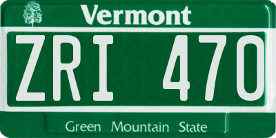 VT license plate ZRI470