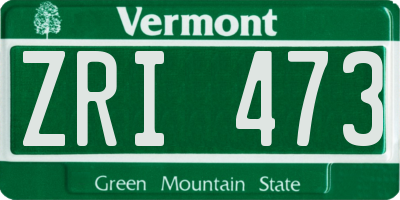 VT license plate ZRI473
