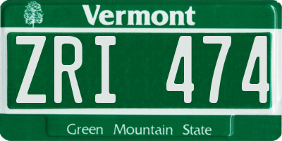 VT license plate ZRI474