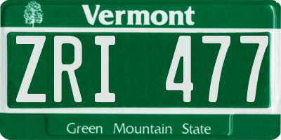 VT license plate ZRI477