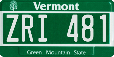 VT license plate ZRI481