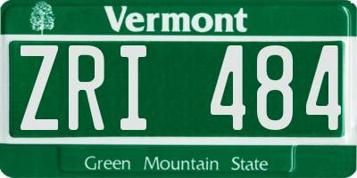 VT license plate ZRI484