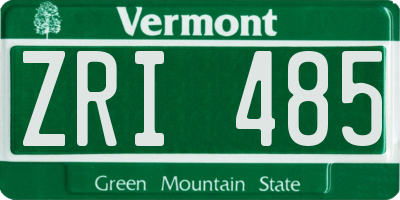 VT license plate ZRI485