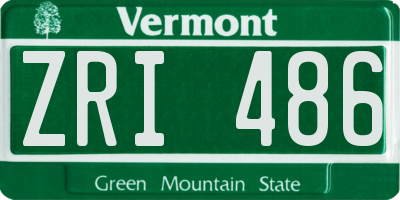 VT license plate ZRI486