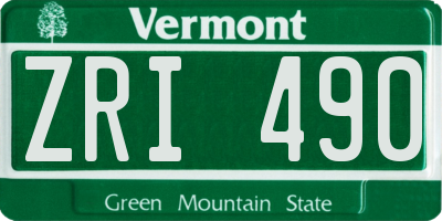 VT license plate ZRI490