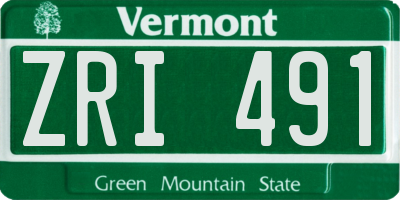 VT license plate ZRI491