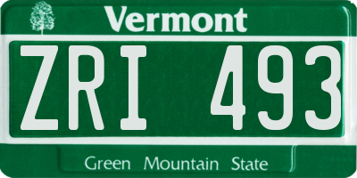 VT license plate ZRI493