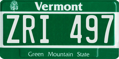 VT license plate ZRI497