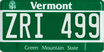 VT license plate ZRI499