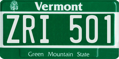 VT license plate ZRI501
