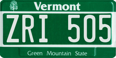 VT license plate ZRI505
