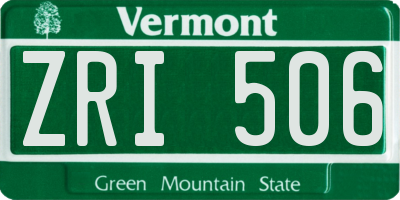 VT license plate ZRI506