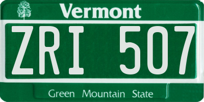 VT license plate ZRI507