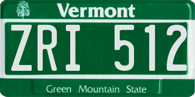 VT license plate ZRI512