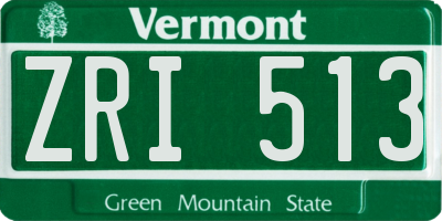 VT license plate ZRI513