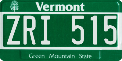 VT license plate ZRI515