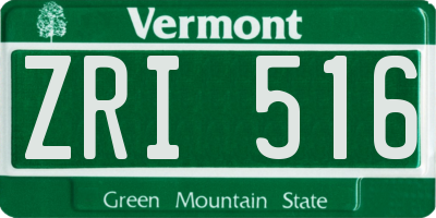 VT license plate ZRI516