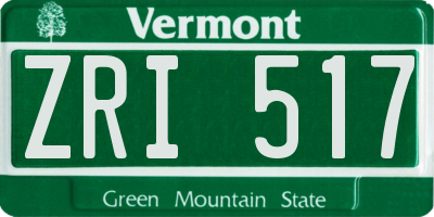 VT license plate ZRI517