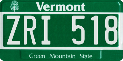 VT license plate ZRI518